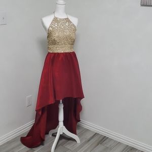 Red and Gold formal high low dress size 9/10
